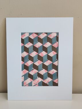 Woven Paper Art Wall Art in Pink, Blue & Brown